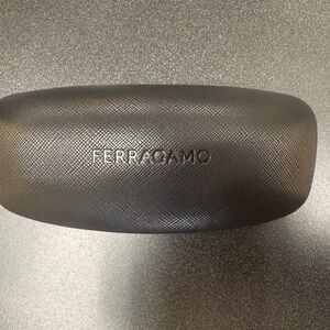 Salvatore Ferragamo Black Sunglasses Case with Red Card & cleaning cloth